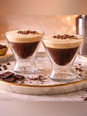 NIB Double-Wall Espresso Martini Glasses - Clear Glass (Set of 2)